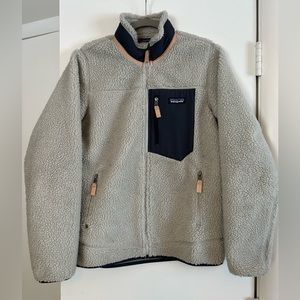 Patagonia Silver Blue Fleece Jacket with Windshield Interior Lining - Size M